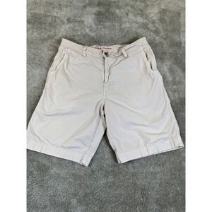 Robert Graham Mens Khaki Chino Shorts Tan Paisley Trim Flat Front Size 34